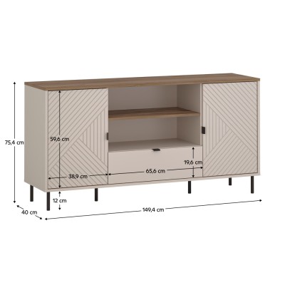 Măsuţă TV, caşmir/stejar castello, EYCO 2D1S/150