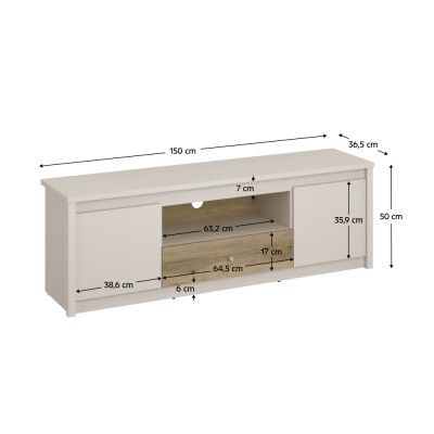 Măsuţă TV, caşmir/stejar evoke, KAROS 2D1S