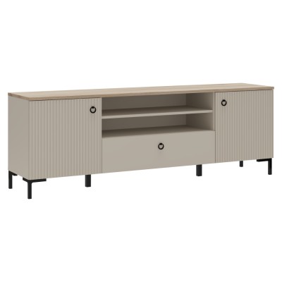 Măsuţă TV, gri Taupe/stejar silverjack, DOMCA 2D1S