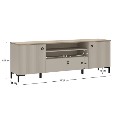 Măsuţă TV, gri Taupe/stejar silverjack, DOMCA 2D1S