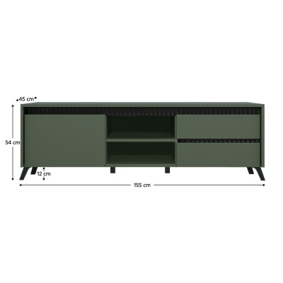 Măsuţă TV, verde smoke/negru, LONGY RTV1K2So