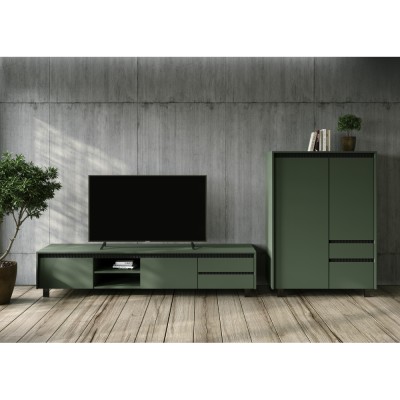 Măsuţă TV, verde smoke/negru, LONGY RTV2K2So