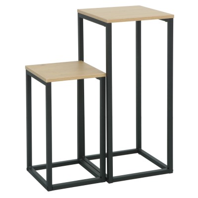 Măsuţe auxiliare, set de 2 buc., stejar/negru, TOLSOS