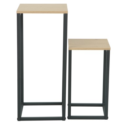 Măsuţe auxiliare, set de 2 buc., stejar/negru, TOLSOS