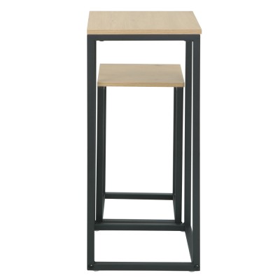 Măsuţe auxiliare, set de 2 buc., stejar/negru, TOLSOS