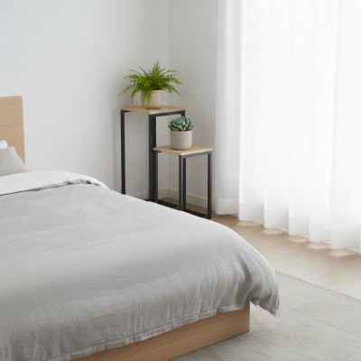 Măsuţe auxiliare, set de 2 buc., stejar/negru, TOLSOS