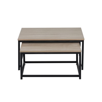 Măsuţe de cafea, set de 2 buc., stejar sonoma/negru, KASTLER 2 NEW TYP 1