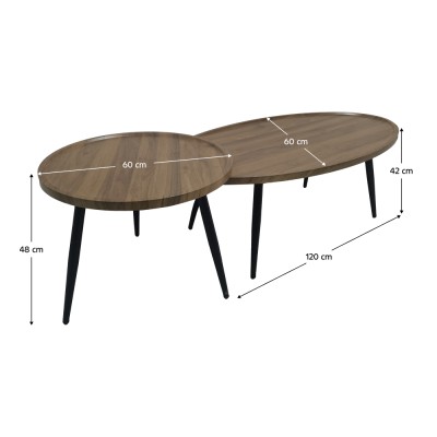 Măsuţe de cafea, set de 2 buc., stejar/negru, SILVIO