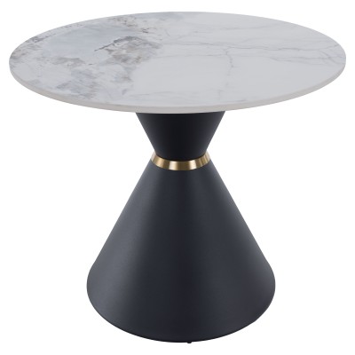 Măsuţe de cafea, set de 2 bucăţi, marmură/negru/auriu, metal, MABUZ NEW