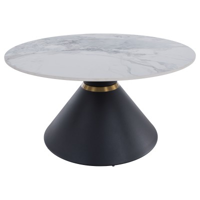 Măsuţe de cafea, set de 2 bucăţi, marmură/negru/auriu, metal, MABUZ NEW
