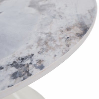 Măsuţe de cafea, set de 2, marmură albă/albă/auriu, metal, MABUZ NEW