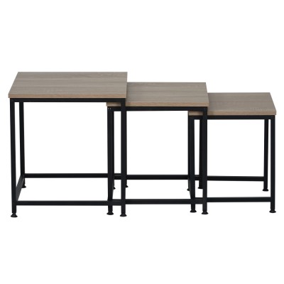 Măsuţe de cafea, set de 3 buc., stejar sonoma/negru, KASTLER 2 NEW TYP 3