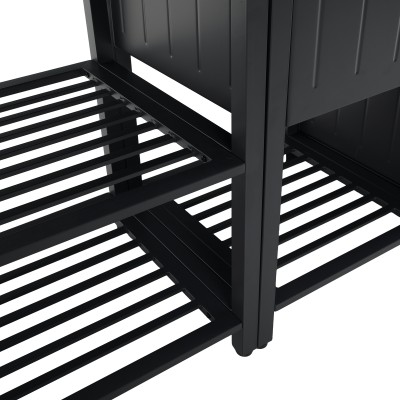 Mobilier de bucătărie de grădină cu 4 piese şi chiuvetă, oţel, gri, TANITA