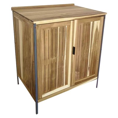 Mobilier de bucătărie pentru grădină din 3 piese cu chiuvetă, lemn de salcâm, natural, ALIENA