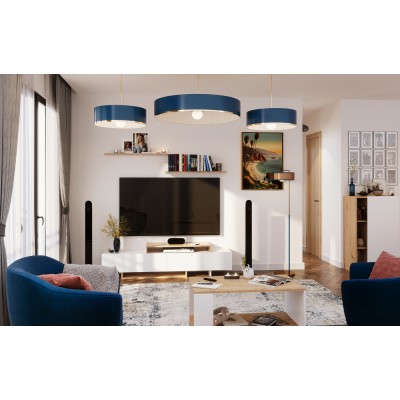 Mobilier de perete living, alb/stejar artisan, MILONA