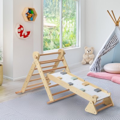Montessori Triunghiul Pikler 3în1, natural/mix de culori, OPRIN