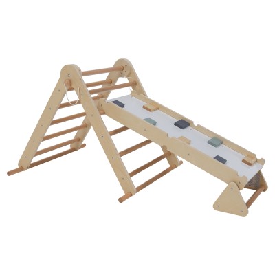 Montessori Triunghiul Pikler 3în1, natural/mix de culori, OPRIN