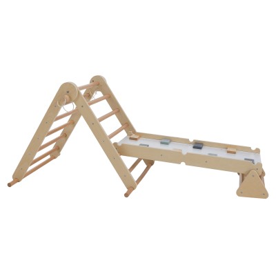 Montessori Triunghiul Pikler 3în1, natural/mix de culori, OPRIN