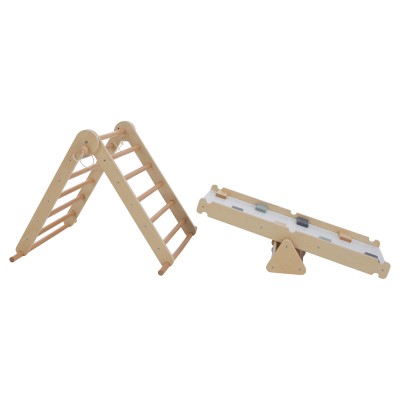 Montessori Triunghiul Pikler 3în1, natural/mix de culori, OPRIN