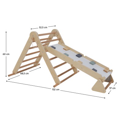 Montessori Triunghiul Pikler 3în1, natural/mix de culori, OPRIN
