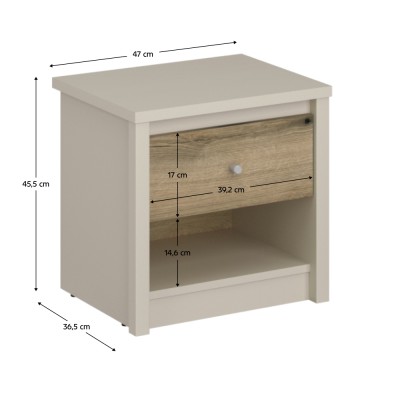 Noptieră, caşmir/stejar evoke, KAROS 1S