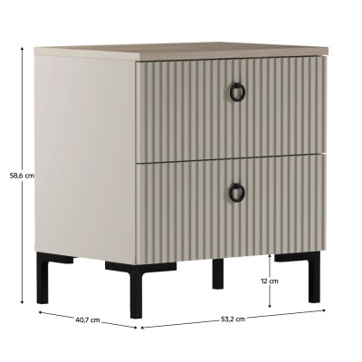 Noptieră, gri-maroniu Taupe/stejar silverjack, DOMCA 2S