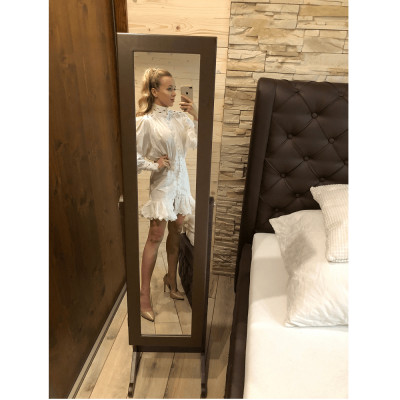 Oglindă cu spaţiu de depozitare pentru bijuterii, maro, MIRA