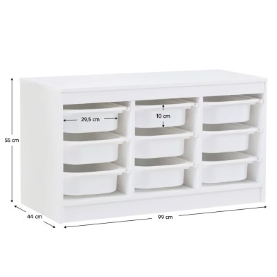 Organizator cu cutii de depozitare, alb, TRIMAL