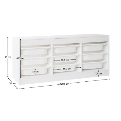 Organizator cu cutii de depozitare, alb, TRIMAL NEW