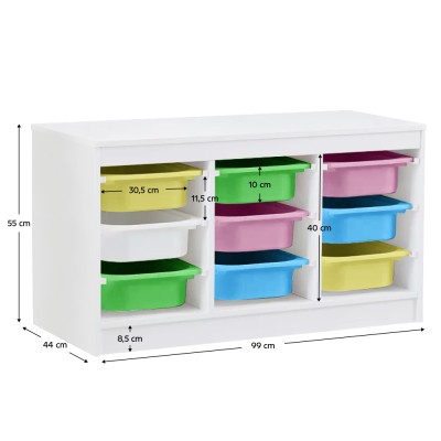 Organizator cu cutii de depozitare, alb/mix de culori, TRIMAL