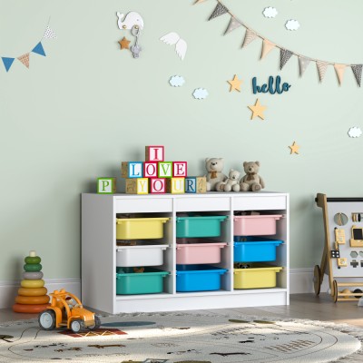 Organizator cu cutii de depozitare, alb/mix de culori, TRIMAL NEW