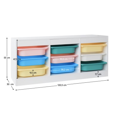 Organizator cu cutii de depozitare, alb/mix de culori, TRIMAL NEW