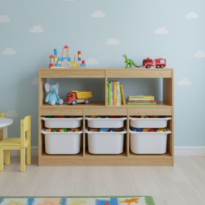 Organizator cu cutii de depozitare, stejar/alb, TRIVIX