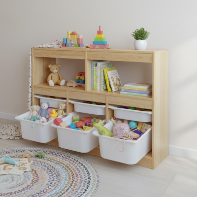 Organizator cu cutii de depozitare, stejar/alb, TRIVIX