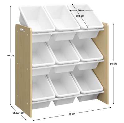 Organizator/raft pentru jucării, natural/alb, BOIS
