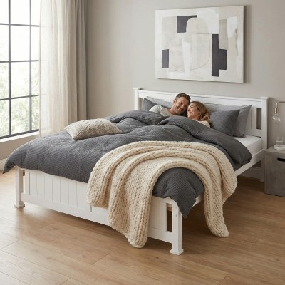 Pat 160x200 cm, lemn de pin alb, LUCAS