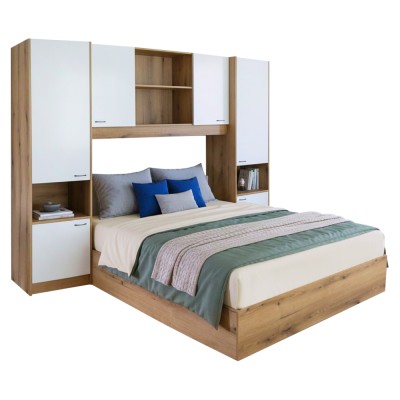 Pat cu extensie, 160x200, alb luciu înalt HG, MILAGA