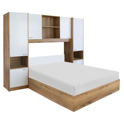 Pat cu extensie, 160x200, alb luciu înalt HG, MILAGA