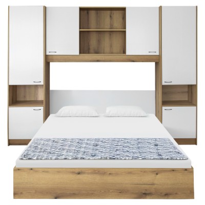 Pat cu extensie, 160x200, alb luciu înalt HG, MILAGA