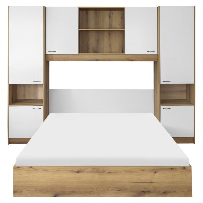 Pat cu extensie, 160x200, alb luciu înalt HG, MILAGA