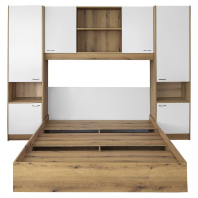 Pat cu extensie, 160x200, alb luciu înalt HG, MILAGA