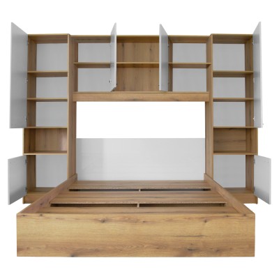 Pat cu extensie, 160x200, alb luciu înalt HG, MILAGA