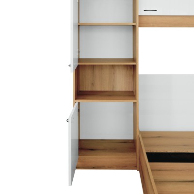 Pat cu extensie, 160x200, alb luciu înalt HG, MILAGA