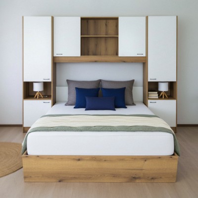 Pat cu extensie, 160x200, alb luciu înalt HG, MILAGA