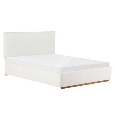 Pat cu grătar si spaţiu de depozitare 160x200, alb, NUVOLA