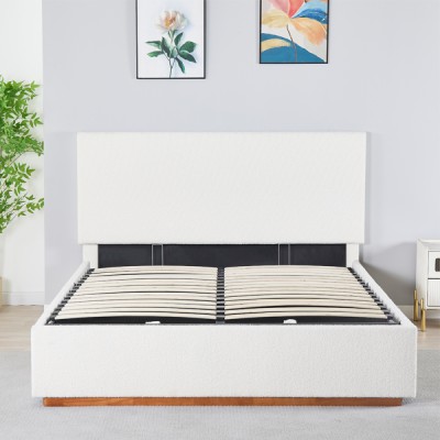 Pat cu grătar si spaţiu de depozitare 180x200, alb, NUVOLA