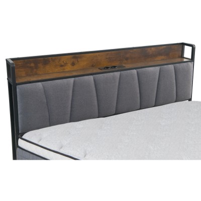 Pat cu pat cu somieră şi pat suplimentar extensibil, 140x200, negru/gri, NORDO