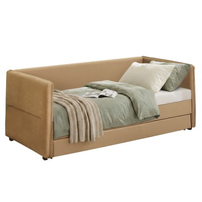 Pat cu pat suplimentar extensibil, maro, 90x200, TALNIA