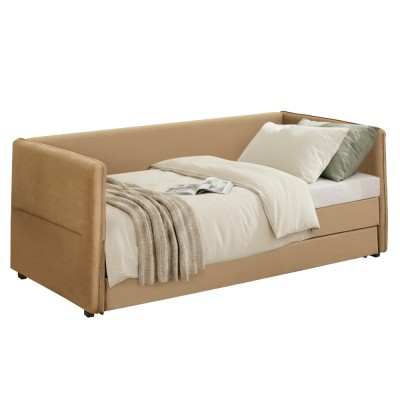 Pat cu pat suplimentar extensibil, maro, 90x200, TALNIA