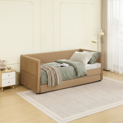 Pat cu pat suplimentar extensibil, maro, 90x200, TALNIA